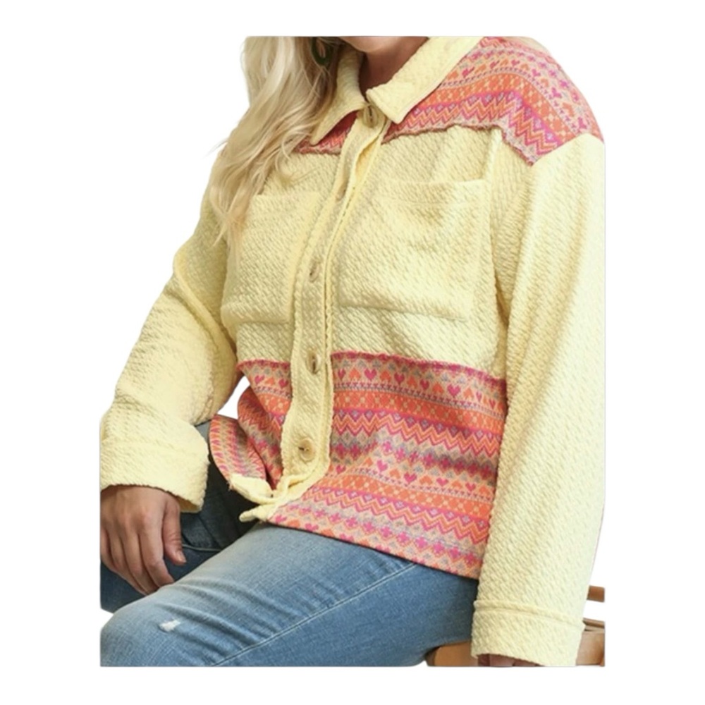 GiGiO Plus Soft and Thick Button front textured Jacket Top. Size 2XL.